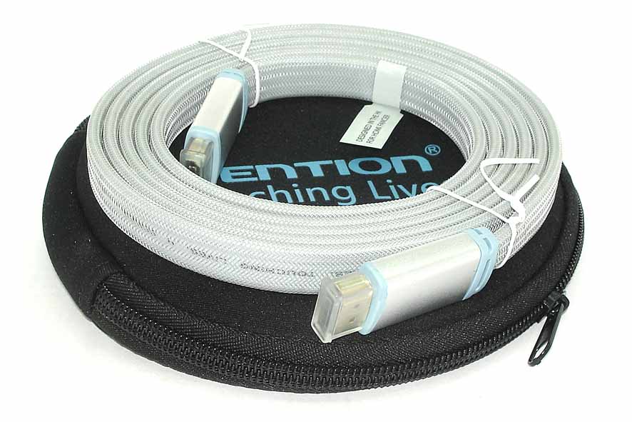 Кабель Vention HDMI 2.0-HDMI 2.0 2m серый плоский в оплетке в круглом кейсе