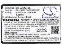 ����������� CS-LVS425SL BL-49JH ��� LG K120  3.7V / 1700mAh / 6.29Wh
