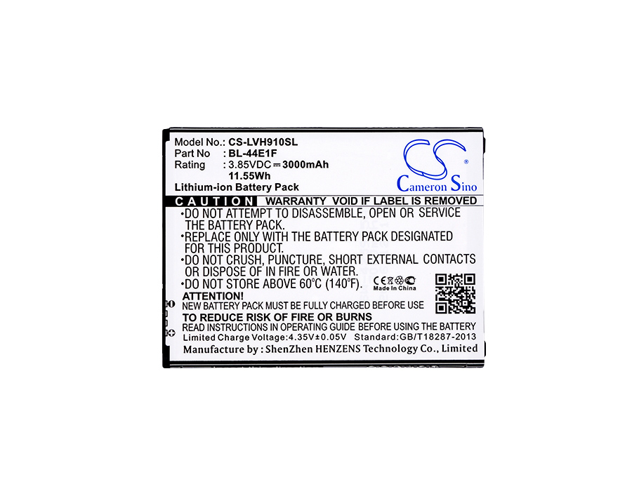 Аккумулятор CS-LVH910SL BL-44E1F для LG F800, VS995 3.85V / 3000mAh / 11.55Wh