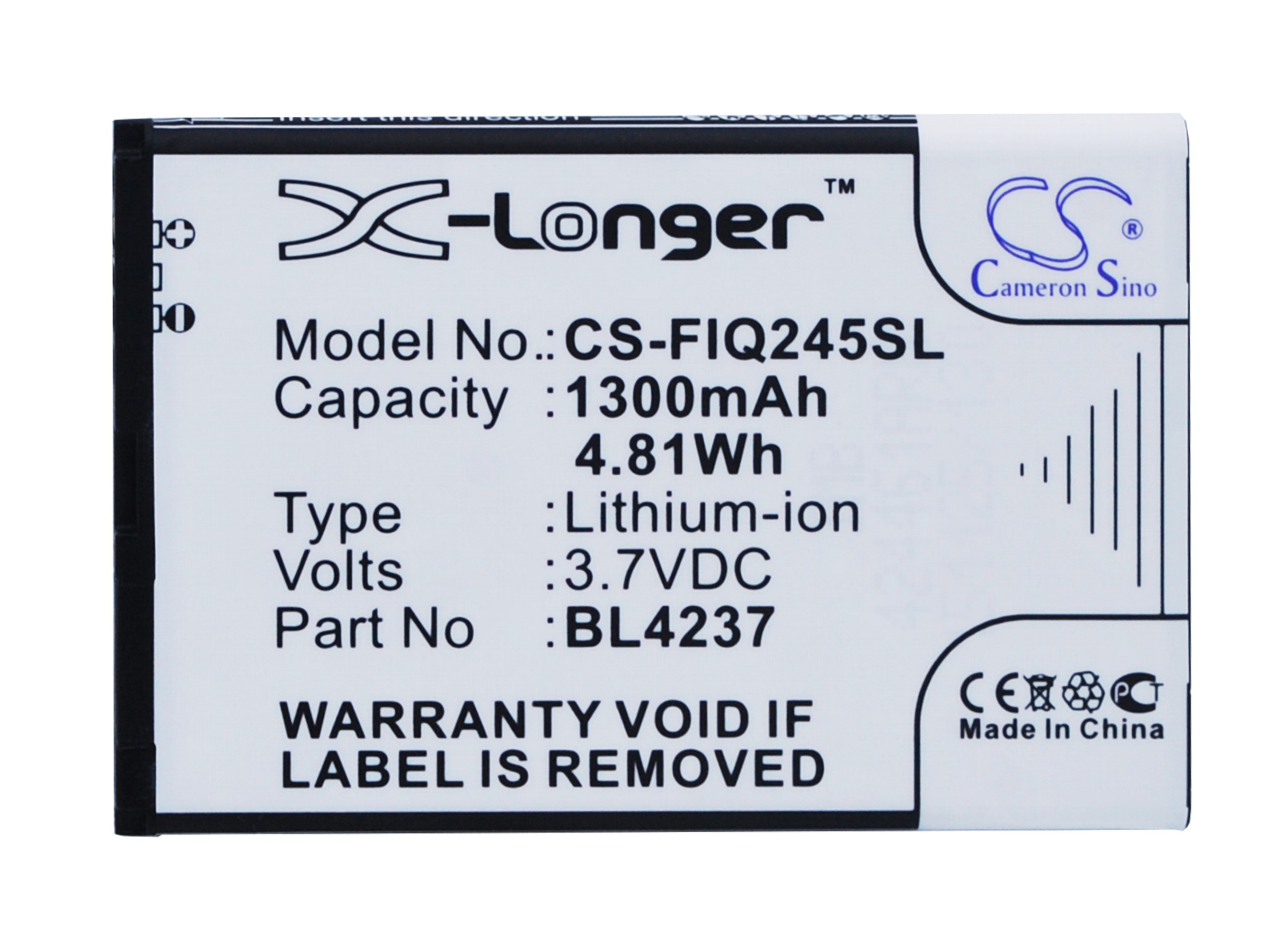 Аккумулятор CS-FIQ245SL BL4237 для Fly IQ245 3.7V / 1300mAh / 4.81Wh