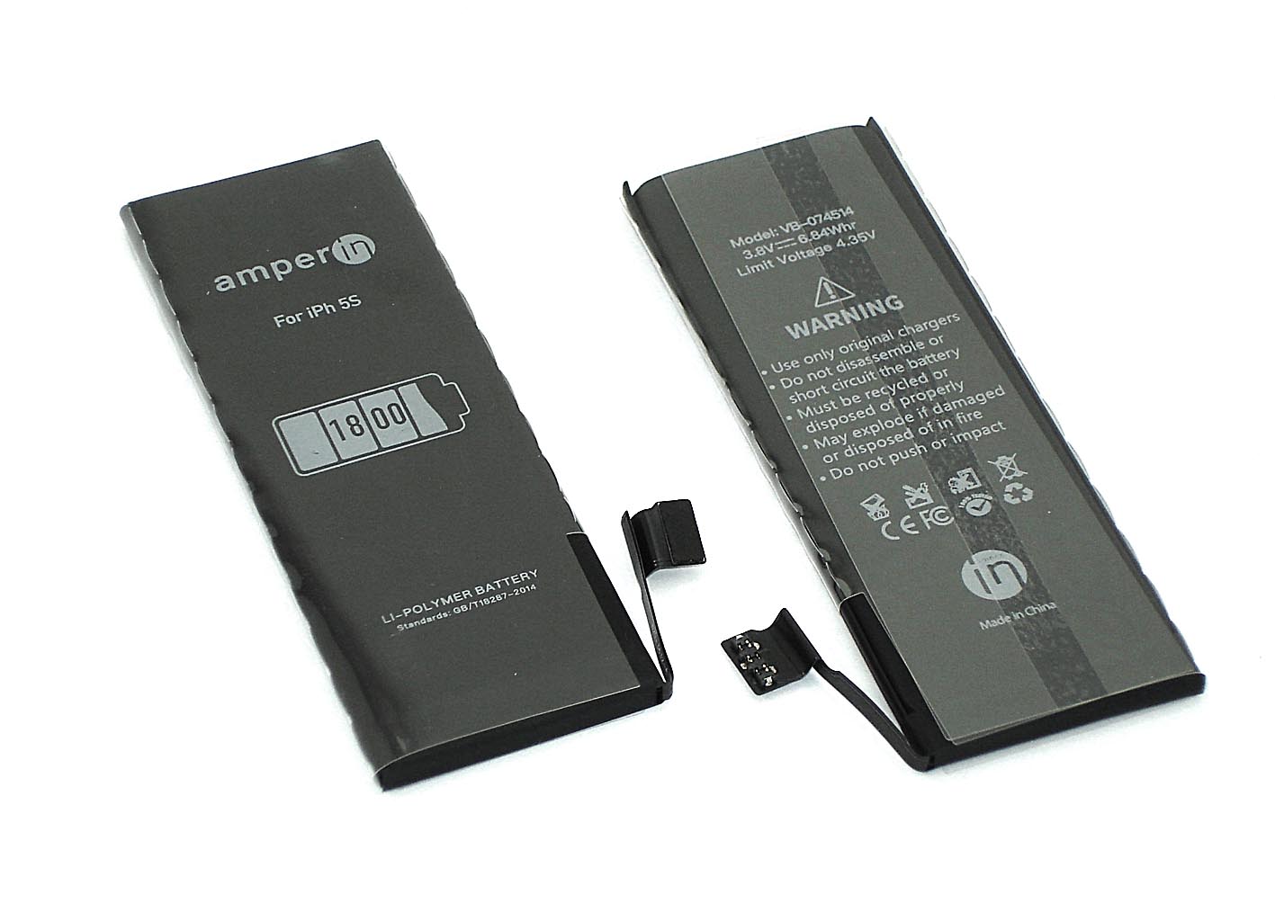 Аккумуляторная батарея Amperin для Apple iPhone 5S 3,8V 1800mAh