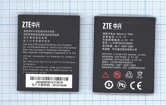 �������������� ������� ZTE Li3709T42P3h504047 ��� ZTE CG990 ZTE G-X930 3.7V 3.4Wh