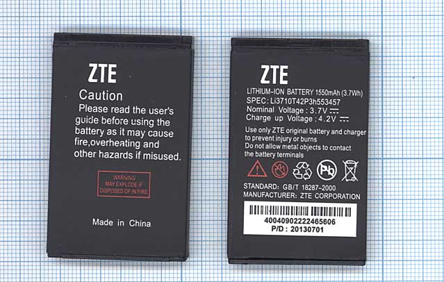 Аккумуляторная батарея ZTE Li3710T42P3h553457 для ZTE D930 Cricket 3.7V 3.7Wh
