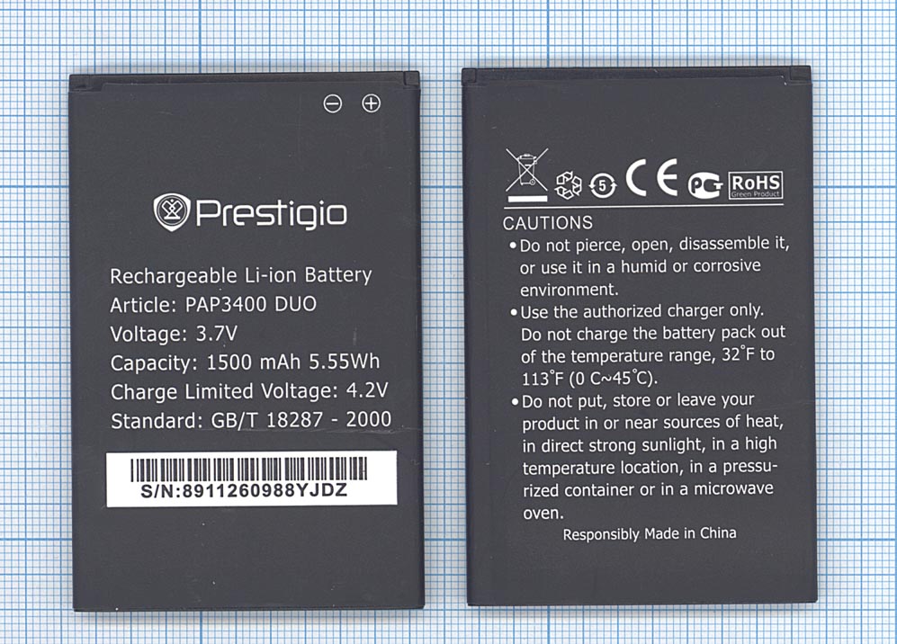 Аккумуляторная батарея PAP3400 DUO для Prestigio 3400 Multiphone