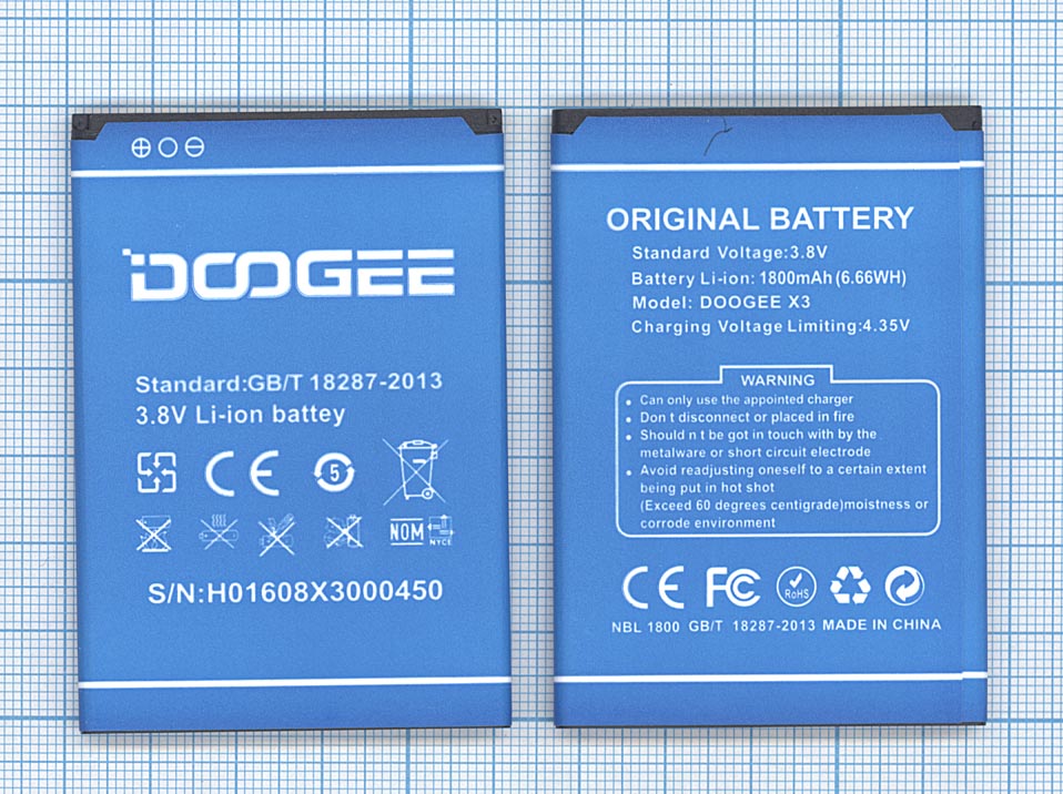 Аккумуляторная батарея X3 для Doogee X3 1800mAh 3,7V