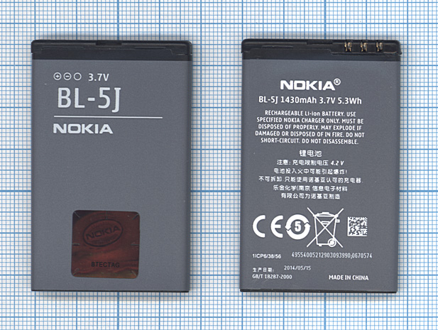 ����������� Nokia BL-5J 5228/5230/5235/5800/N900/200/302/X6/C3/X1-00/X1-01 1320mAh