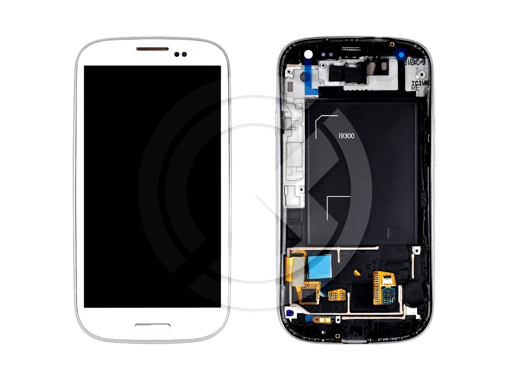 Дисплей для Samsung i9300 Galaxy S 3 + тачскрин + рамка (белый) (orig LCD)