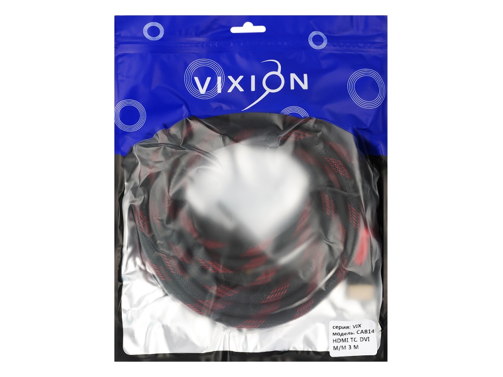 Кабель VIXION CAB14 HDMI (M) - DVI-I (M) 3m (черный)