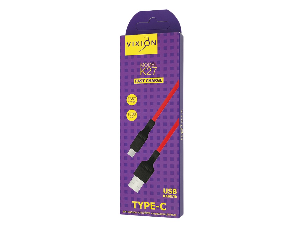 Кабель USB VIXION (K27) Type-C (1м) (красный)