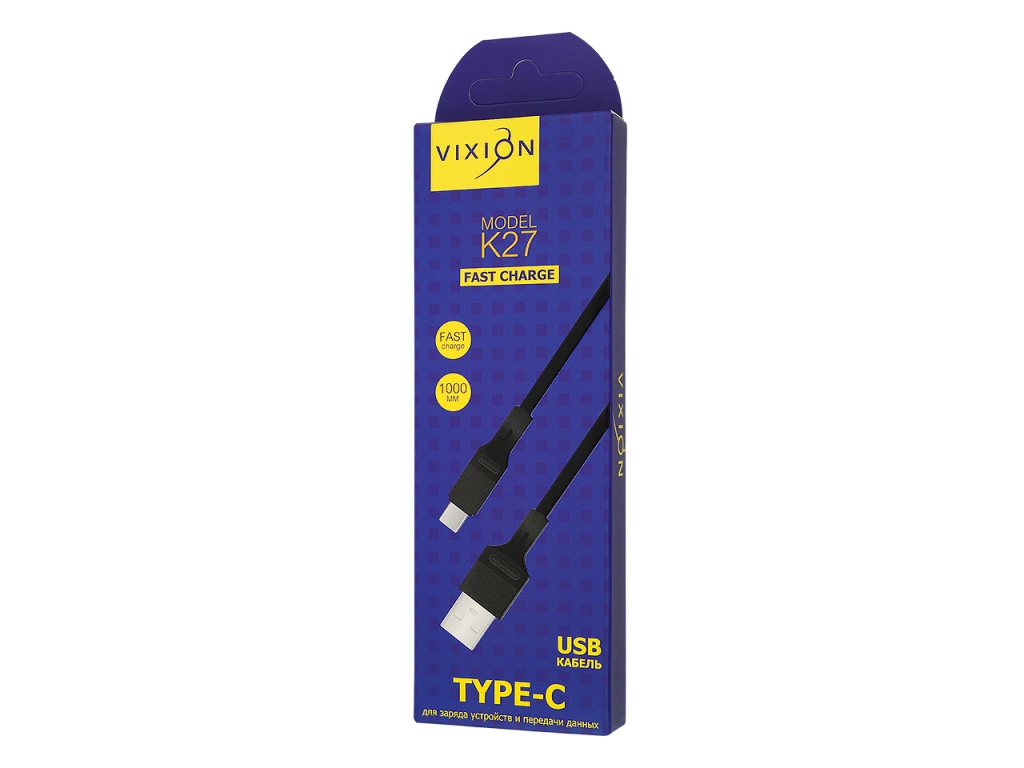 Кабель USB VIXION (K27) Type-C (1м) (черный)