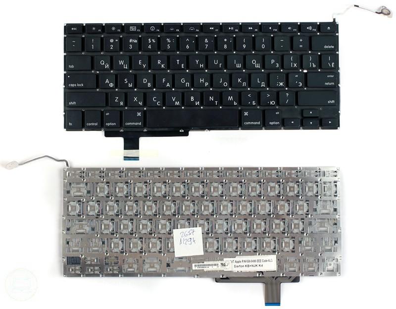 Клавиатура для ноутбука Apple Macbook A1297 черная, плоский Enter