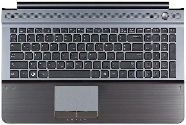 Клавиатура для ноутбука Samsung RC510 топ-панель серая с черными кнопками