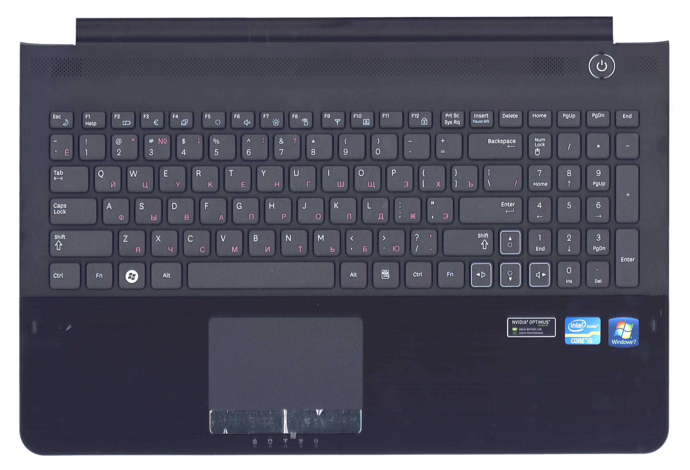 Клавиатура для ноутбука Samsung RC520 топ-панель темно-серая