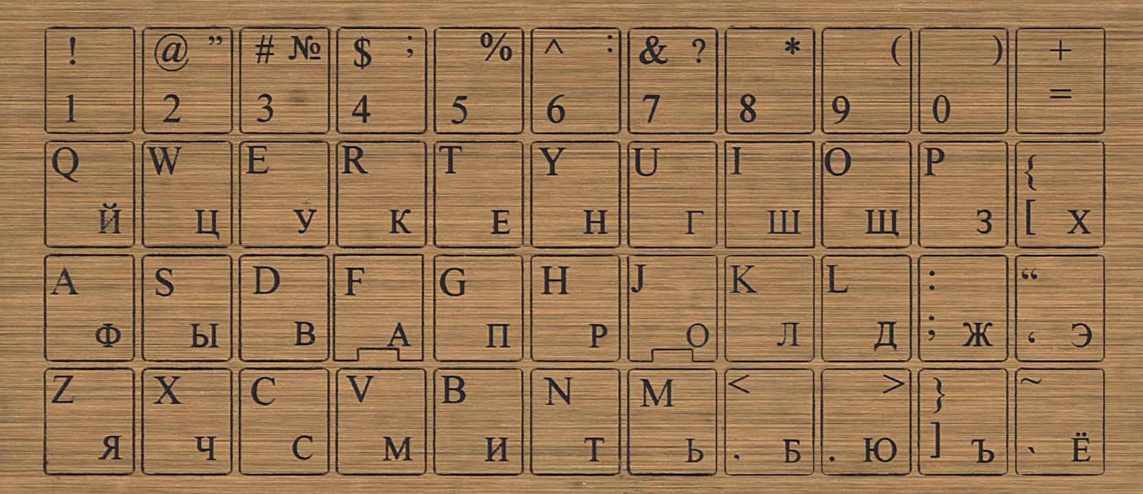 Наклейка для клавиатуры золотая, стандартный набор