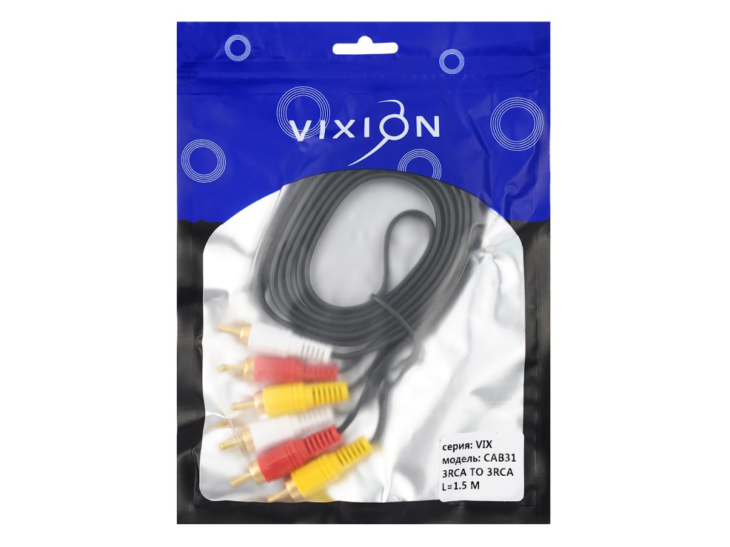 Кабель VIXION CAB31 3RCA (M) - 3RCA (M) 1.5m (черный)