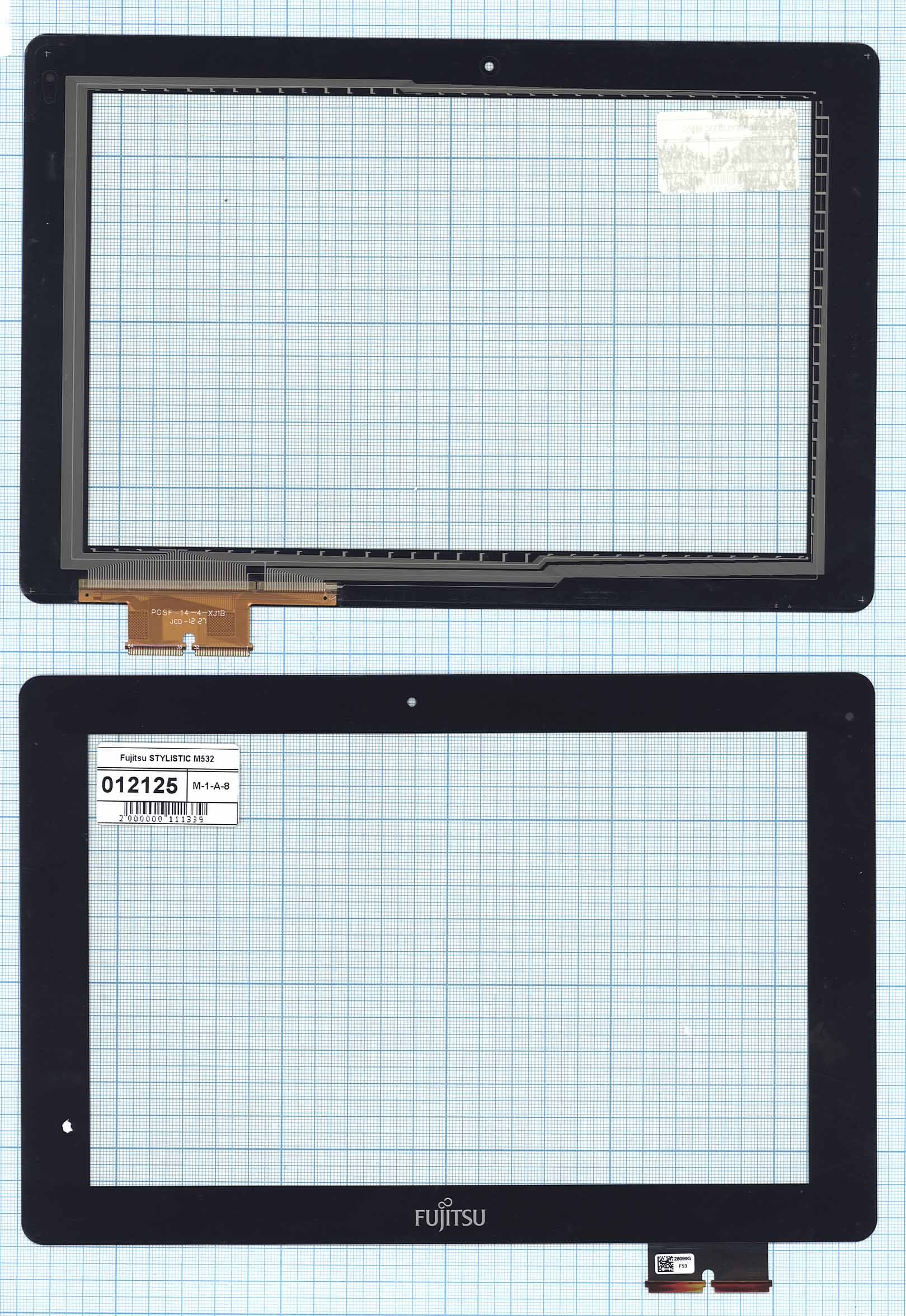 Сенсорное стекло (тачскрин) Fujitsu STYLISTIC M532 черный