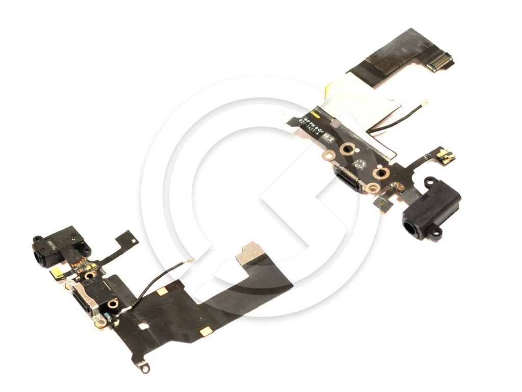 Шлейф для iPhone 5 + разъем зарядки + разъем гарнитуры + микрофон + антенна (черный)