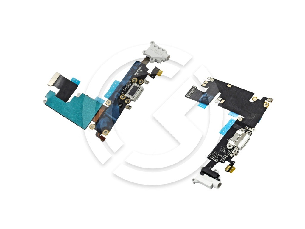 Шлейф для iPhone 6 Plus + разъем зарядки + разъем гарнитуры + микрофон (белый)