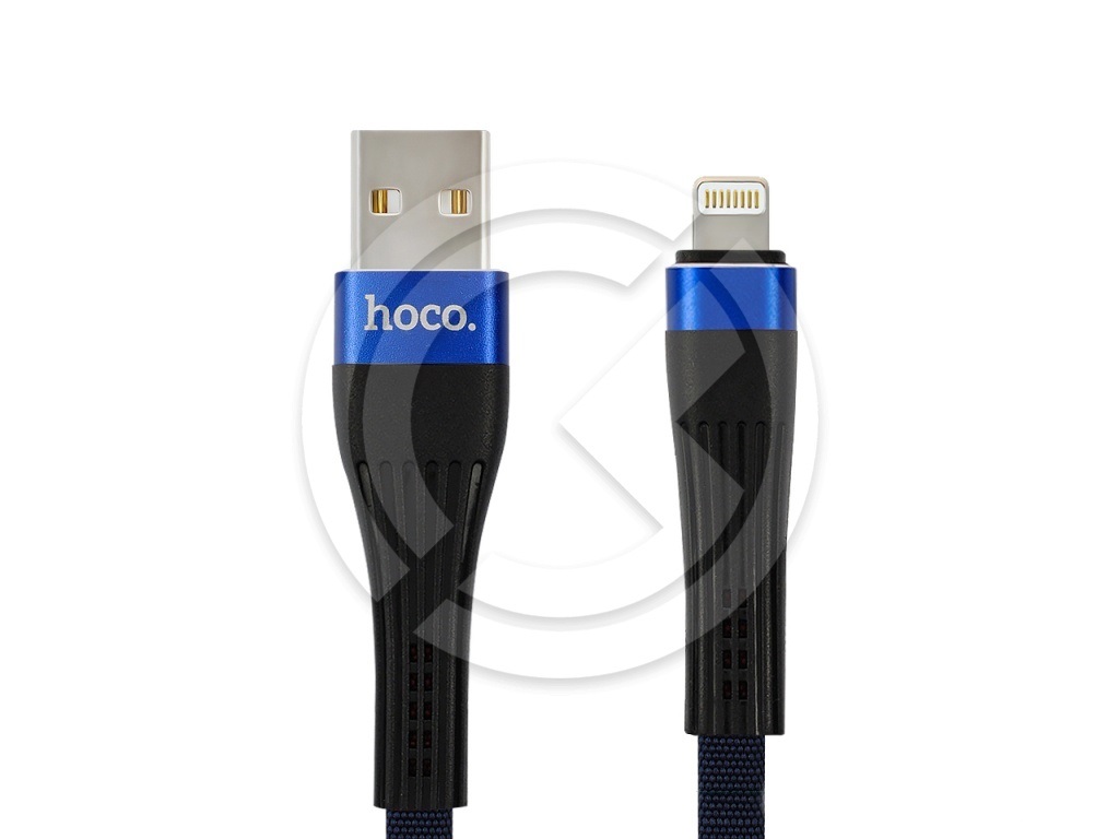 Кабель USB HOCO (U39) для iPhone 5/5C/5S/6/6 Plus/6S/6S Plus/7/iPad 4/Air (1,2м) (черно/синий)