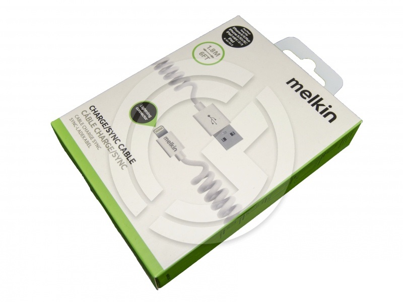 Кабель USB MELKIN (M02306) для iPhone 5/6/7 Lightning 1.8м пружиной (белый)