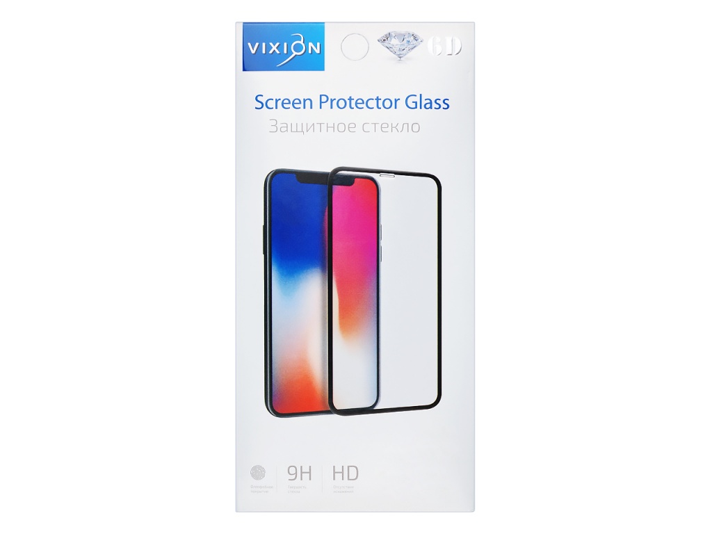 Защитное стекло 6D для Xiaomi Redmi Note 8 Pro (черный) (VIXION)