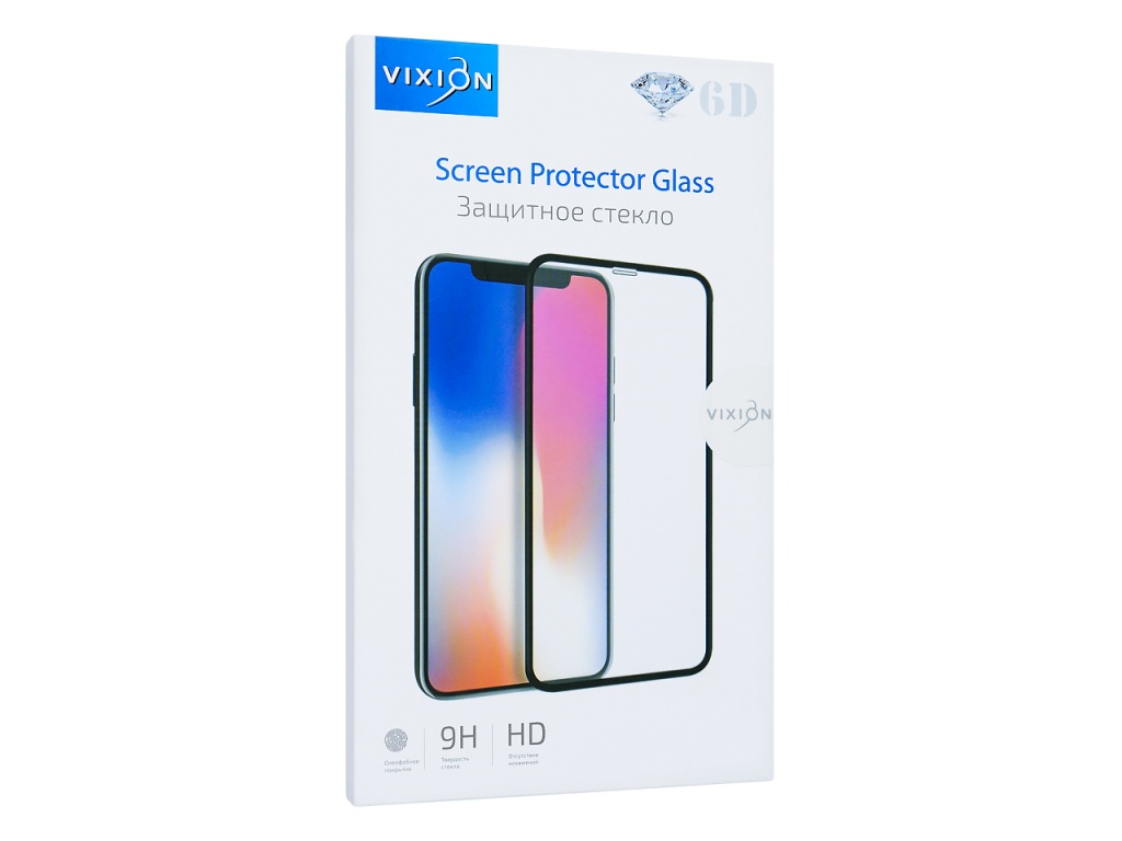 Защитное стекло 6D для iPhone XS MAX/11 Pro Max (черный) (VIXION)