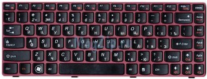 Клавиатура для ноутбука Lenovo IdeaPad Y470, Русская, Черная с бордовой рамкой