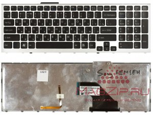 Клавиатура для ноутбука Sony Vaio VPC-F11 VPC-F12 VPC-F13 VPC-F11M1EH черная с серой рамкой + подсве