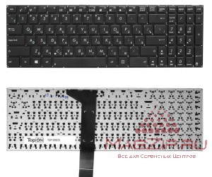 Клавиатура для ноутбука ASUS K55 K55A K55N K55V K55Vd K55Vm K55Vj K75VJ X501 черная, без рамки