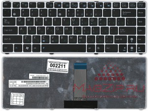 Клавиатура для ноутбука ASUS UL20 EEE PC 1201, Русская, Черная с серебристой рамкой