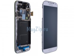 Дисплей для Samsung i9500 Galaxy S 4 + тачскрин + рамка (белый) (copy LCD)
