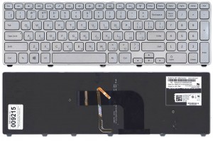 Клавиатура для ноутбука Dell Inspiron 17-7737 серебристая с подсветкой