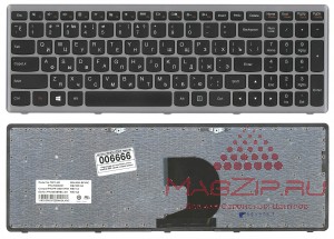 Клавиатура для ноутбука Lenovo IdeaPad Z500 черная с серой рамкой