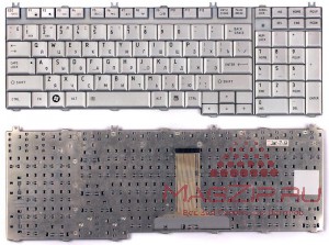 Клавиатура для ноутбука Toshiba Satellite P200, P300, A500, A505, P500, L350, X205 Серебристая