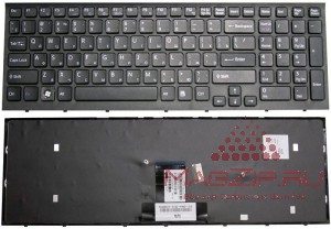 Клавиатура для ноутбука Sony Vaio VPC-EB черная с черной рамкой