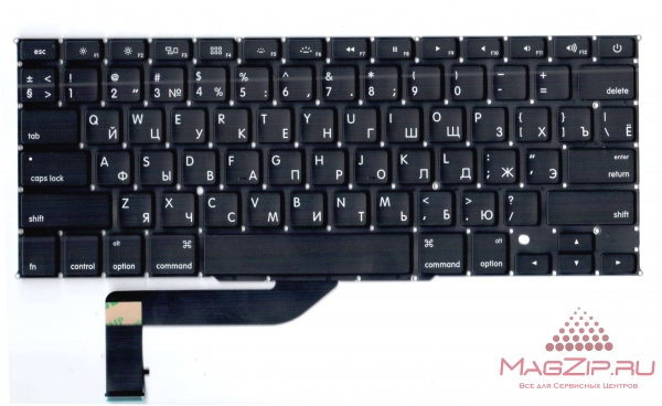 Клавиатура для ноутбука APPLE MacBook A1398 черная плоский Enter