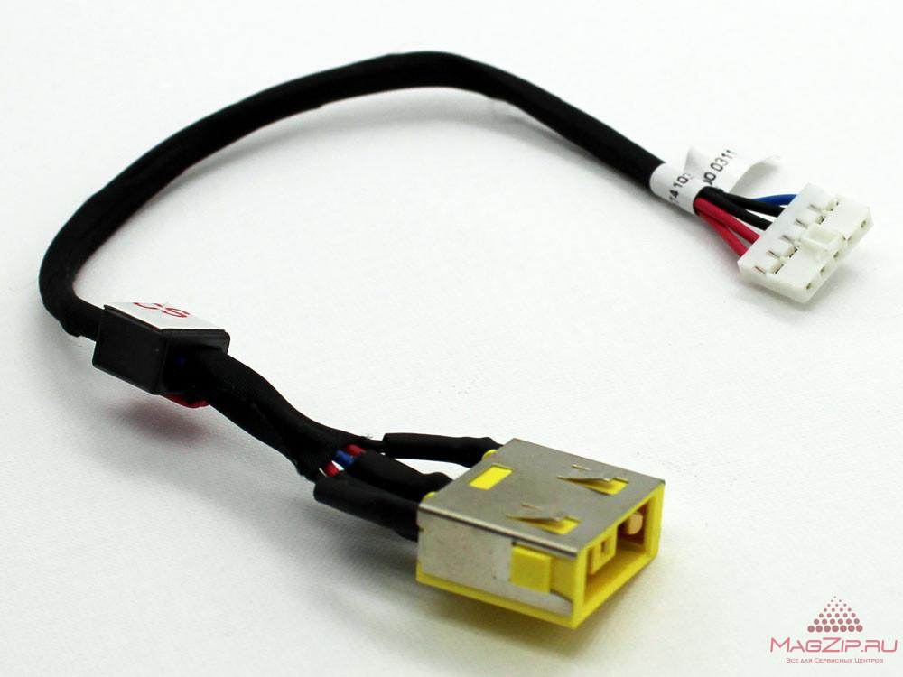 Разъем зарядки для Lenovo прямоуголный со шлейфом, 17см 5pin