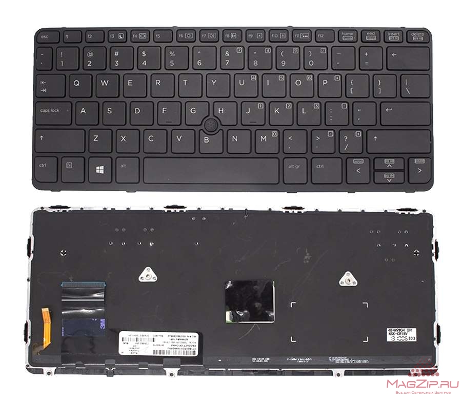 Клавиатура для ноутбука HP EliteBook 820 G1 черная, с рамкой, с подсветкой
