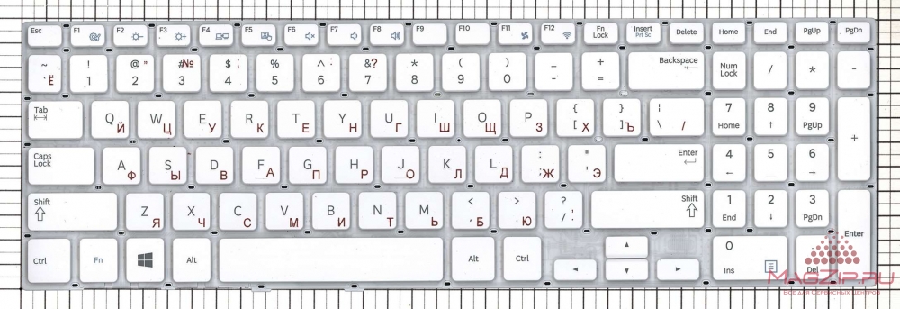 Клавиатура для ноутбука Samsung NP450R5E белая