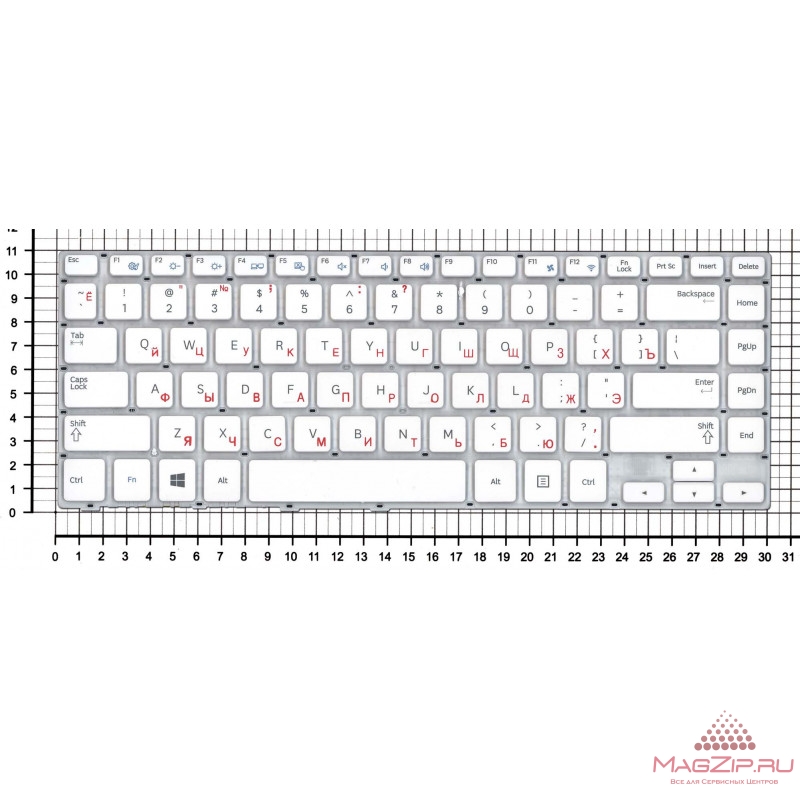 Клавиатура для ноутбука Samsung 470R4E BA59-03680A плоский Enter белая