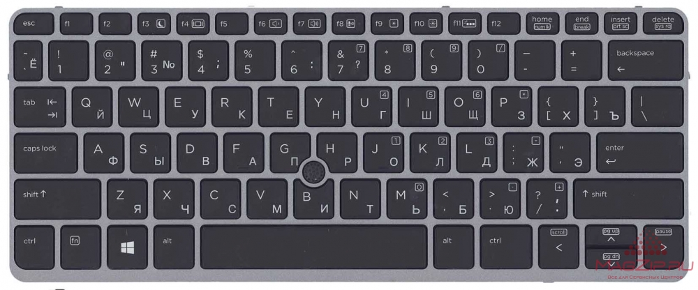 Клавиатура для ноутбука HP EliteBook 720 G1 G2 725 G2 черная с серебристой рамкой с подсветкой