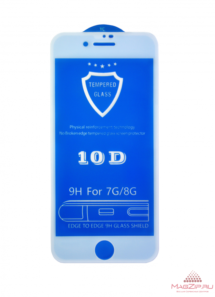 Защитное стекло 10D на iPhone 7/8 white (в тех пакете)
