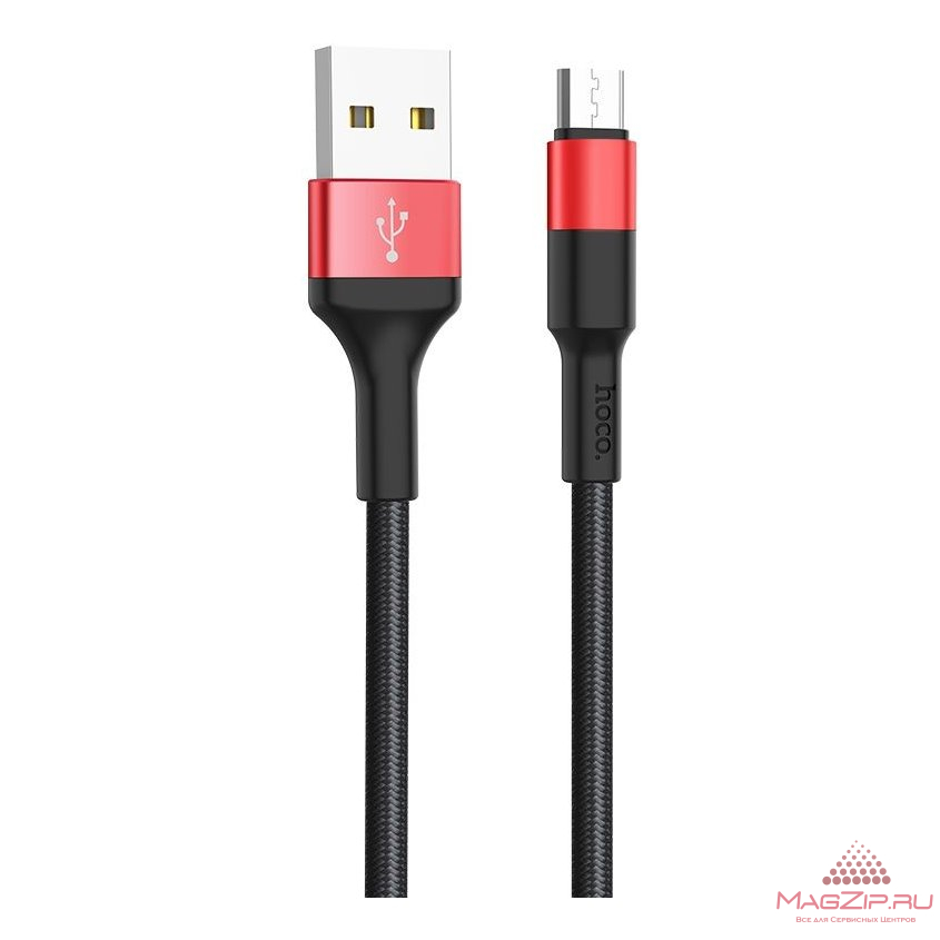 Кабель USB HOCO (X26) microUSB Xpress (1м) (черно-красный)