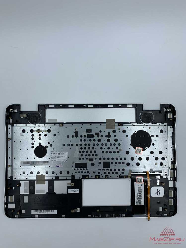 Клавиатура для ноутбука Asus N751, G771 серебряная, с подсветкой, верхняя панель в сборе б/у