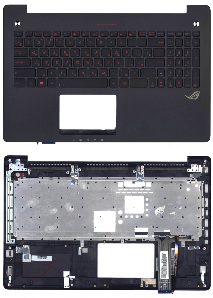 Клавиатура для ноутбука Asus G550JK чёрная топ-панель