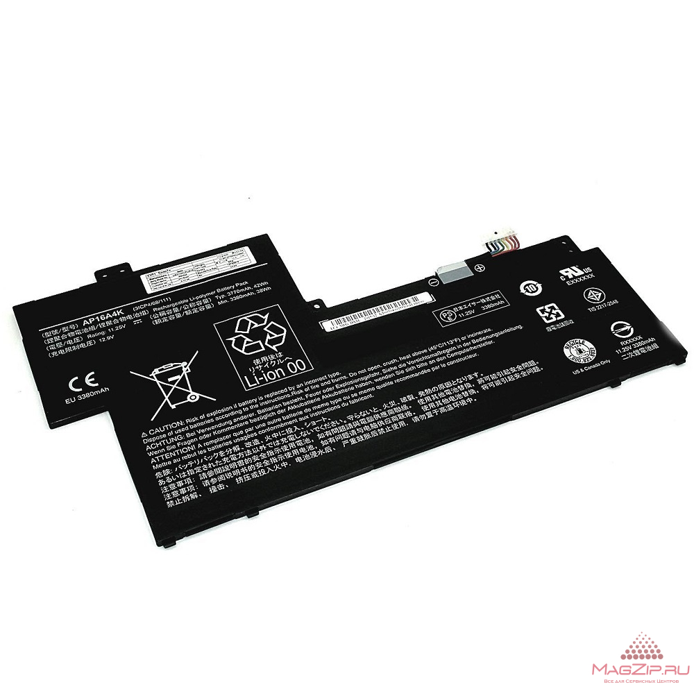 Аккумуляторная батарея для ноутбука Acer One Cloudbook11 (AP16A4K) 11.25V 3770mAh черная