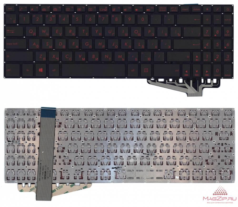 Клавиатура для ноутбука Asus FX570 черная с подсветкой