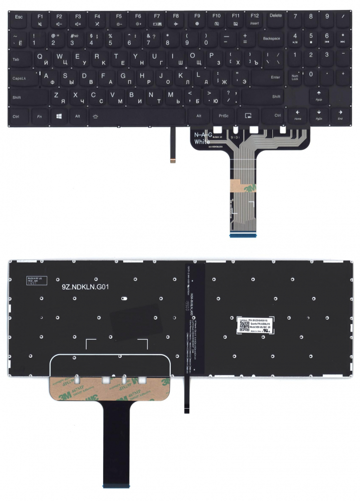 Клавиатура для ноутбука Lenovo Legion Y730-15ICH черная с цветной подсветкой