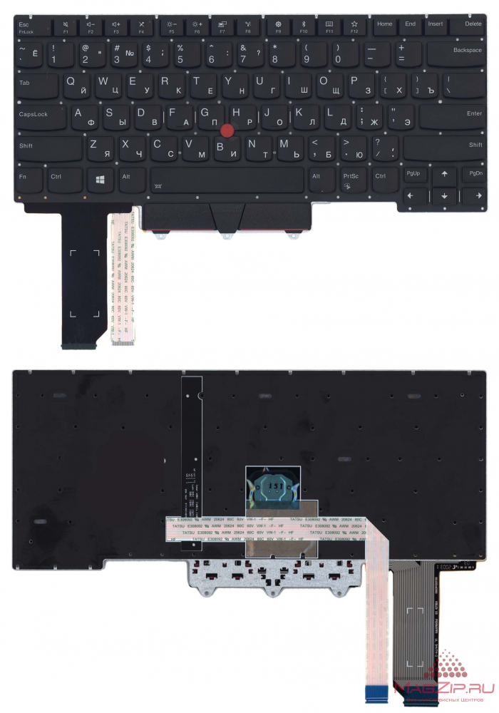 Клавиатура для ноутбука Lenovo Thinkpad E14 черная с подсветкой и указателем