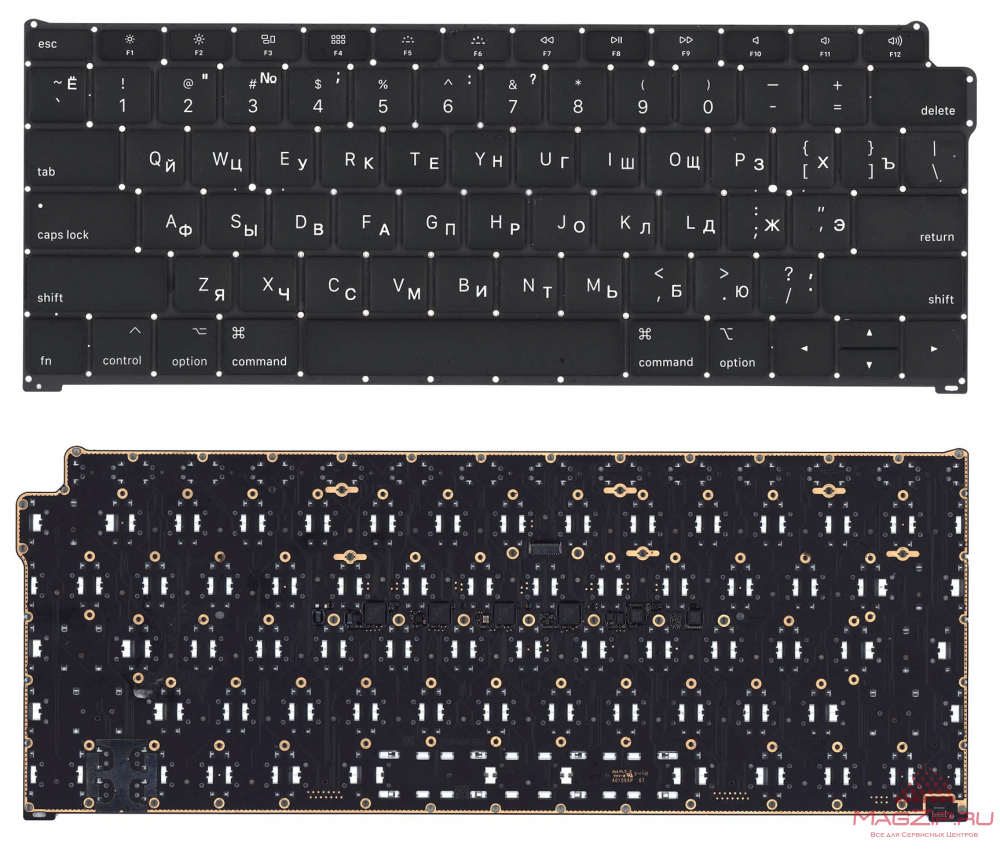 Клавиатура для ноутбука MacBook Air 13 Retina A1932 Late 2018 Mid 2019 плоский Enter черная